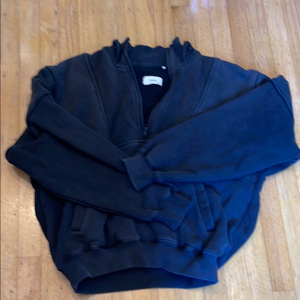 Joah Brown washed black Half-Zip Pullover